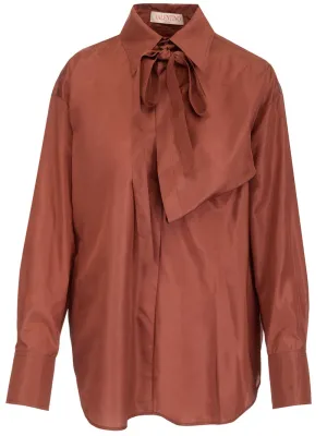 Valentino Tied Neck Satin Shirt