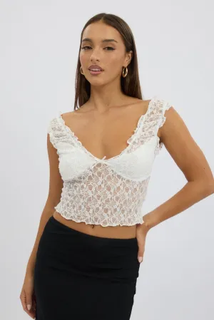 White Lace Top Sleeveless