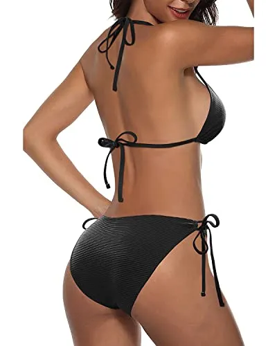 Women's Ribbed Triangle Bikini Two Piece Sexy Swimsuit