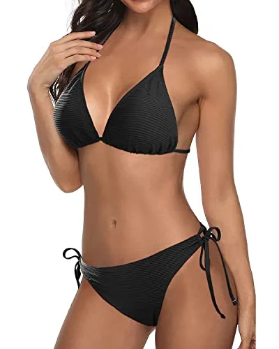 Women's Ribbed Triangle Bikini Two Piece Sexy Swimsuit