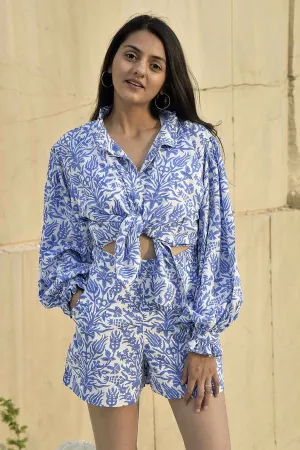 Yugen Blue Handblock Print Shorts